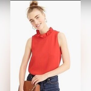 J. Crew ruffle-neck sleeveless lined top